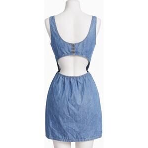 Obey Propaganda Denim Cutout open back Sleeveless Blue Jean Mini Dress Size 27